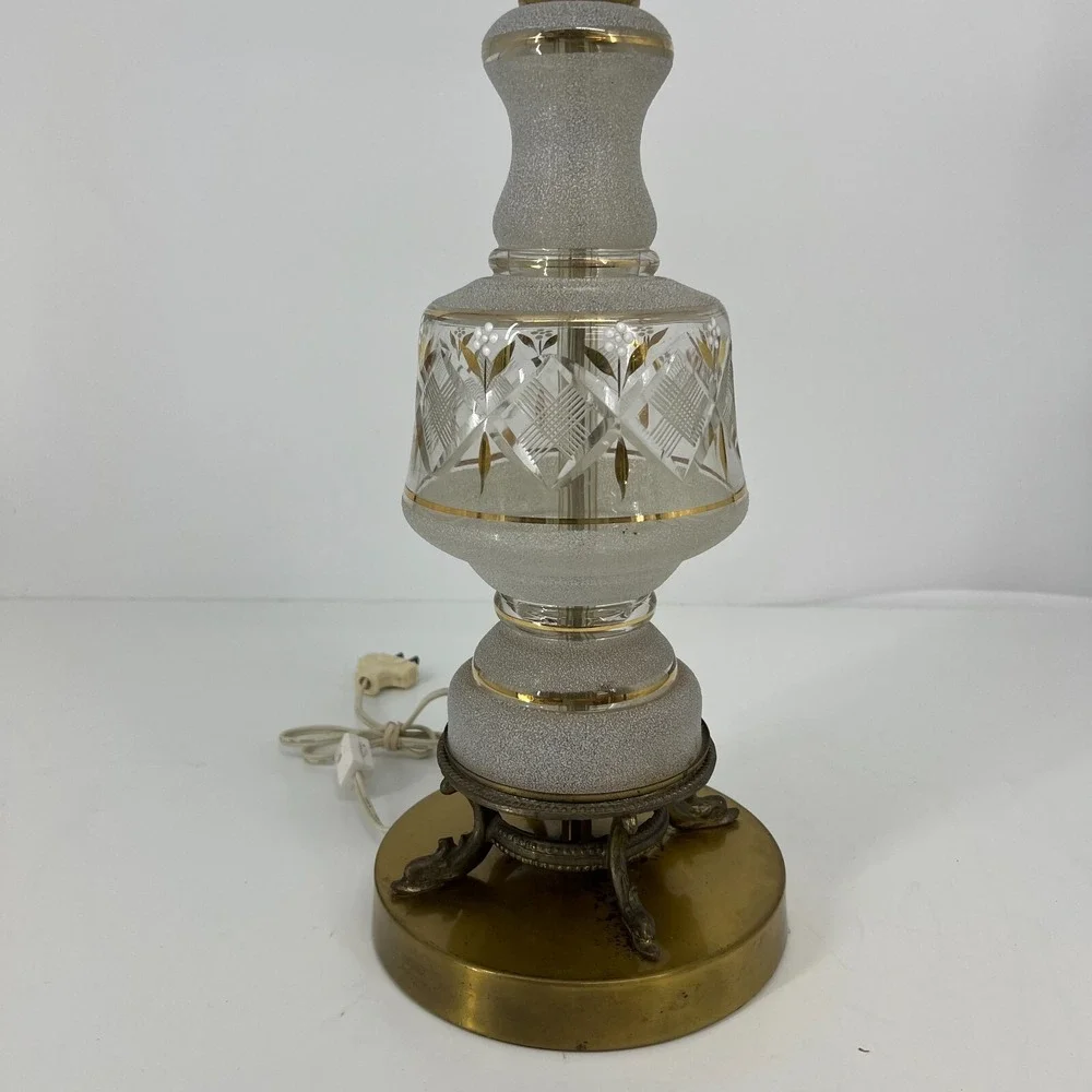 Vintage‎ Leviton Table Lamp Mid Century Modern Frosted Glass & Brass USA 29.5